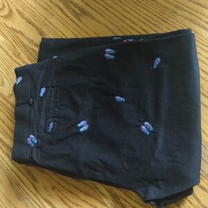 Briggs New York Black Khaki Capri With Embroidered Flip Flops Size Women's 16